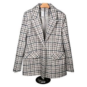 Avec Les Filles Blazer Womens XL Tweed Preppy Old Money Academia Plaid NWT